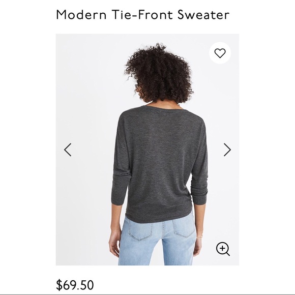 Madewell Modern Tie-Front Sweater in Beige Cream - Picture 2 of 4